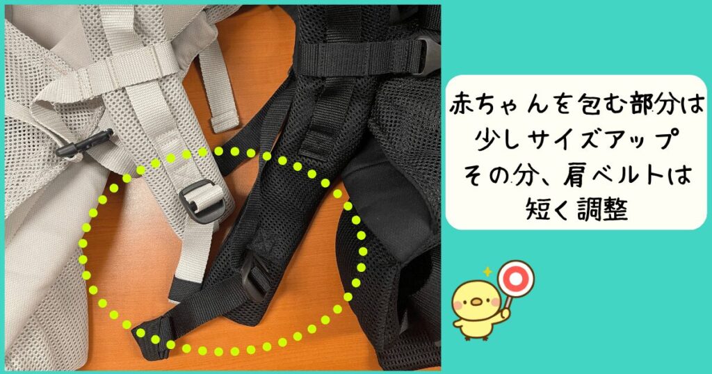 ラクリスABのサイズ変更(肩ベルト)