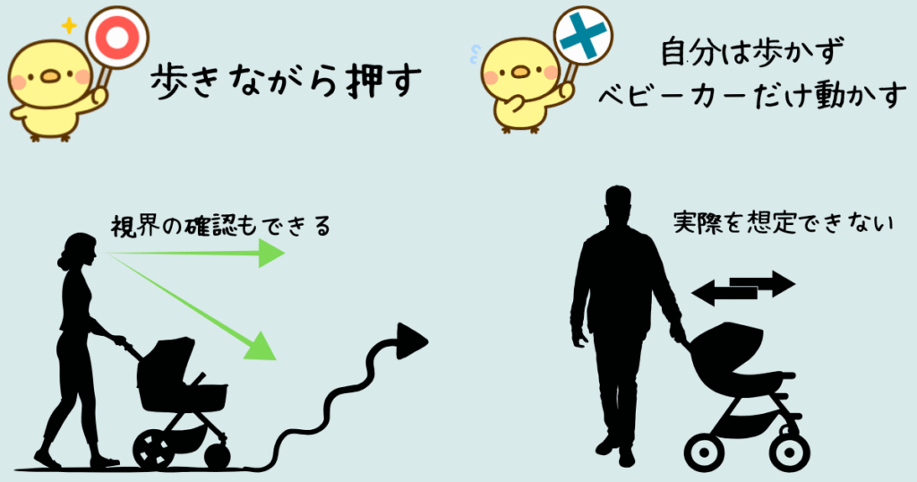 ベビーカーを試すときの〇✕